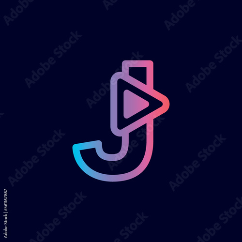 music logo design play brand letter J