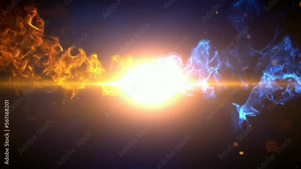 Animated light meets blue and fire for the intro with parts for the green screen