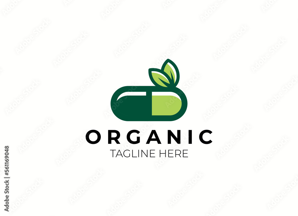 herbal capsule pill leaf medicine drug logo vector icon download Stock ...