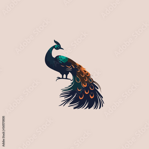 blue elegant peacock icon in isolated background