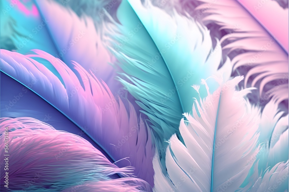 Fototapeta premium Feathers texture background, pastel colors.