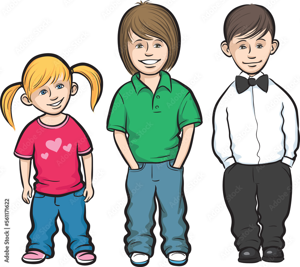 Fototapeta premium happy kids standing - PNG image with transparent background