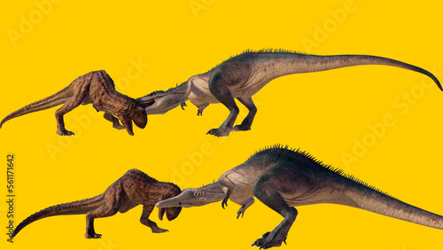 Carcharodontosaurus vs Carnotaurus dinosaur roaring