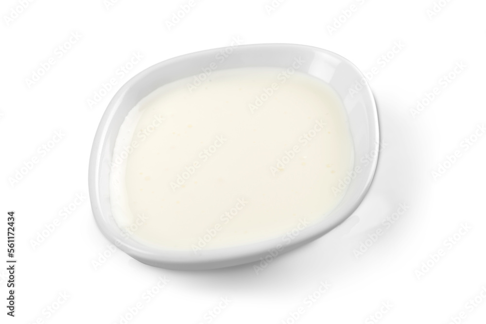 sour cream in bowl, isolated on white sour cream in bowl, isolated on white