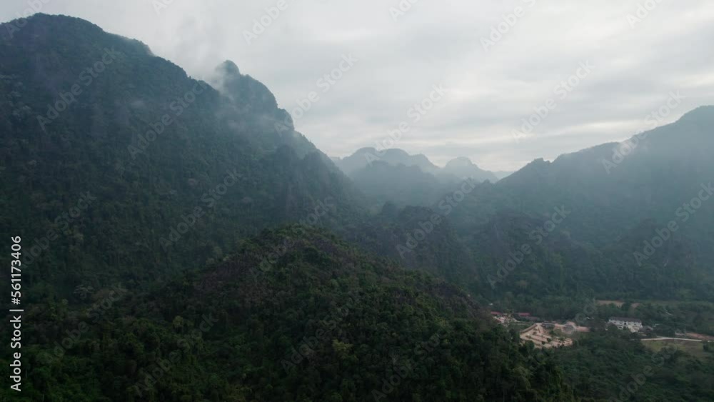Top view Landscape of Morning Mist with Mountain Layer at Meuang Feuang Top view Landscape of Morning Mist with Mountain Layer at Meuang Feuang