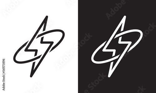 lightning logo. flash energy bolt outline style concept icon vector illustration.