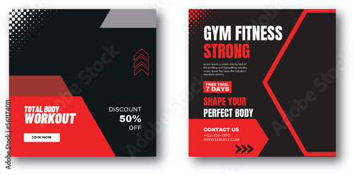 Gym Fitness Social Media Banner Design. Sports Banner Design. Exercise Social Media Post Template.