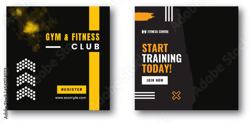 Gym Fitness Social Media Banner Design. Sports Banner Design. Exercise Social Media Post Template. photo
