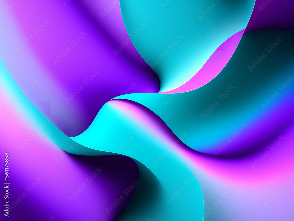 Purple, Teal, Pink Pastels and Neons Wavy, Twisty, Dreamy Background