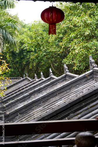 Slanted tile roof of traditional Chinese ancient building