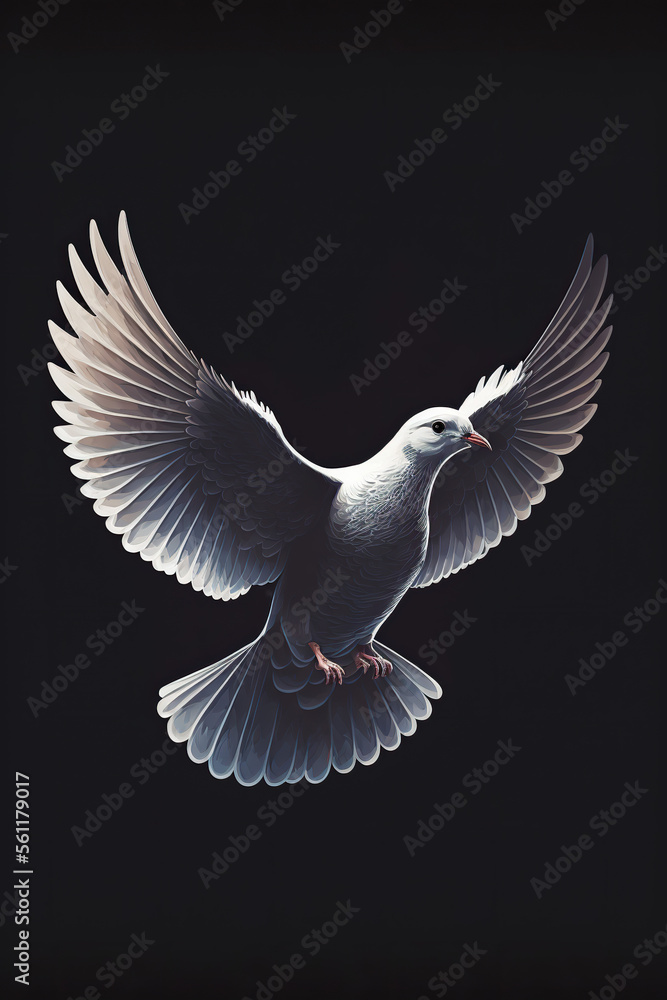 Fototapeta premium white dove, dark background, AI