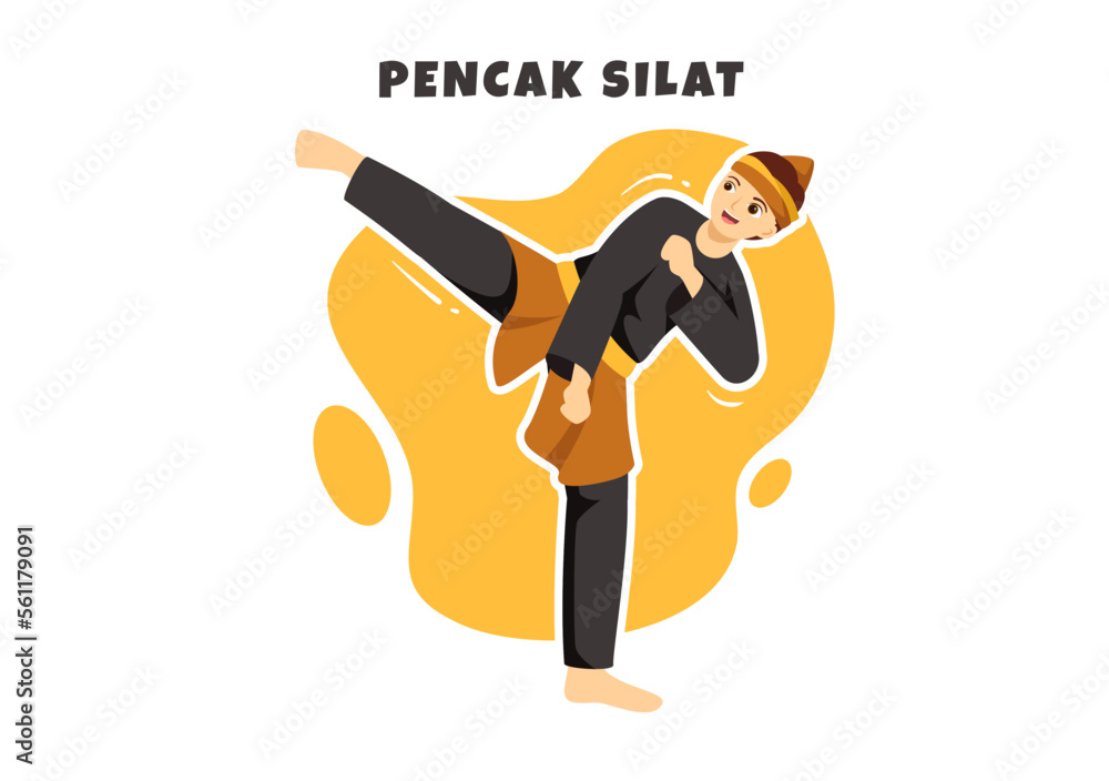 Pencak Silat Sport Illustration with People Pose Martial Artist from