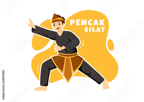 Pencak Silat Sport Illustration with People Pose Martial Artist from Indonesia for Web Banner or Landing Page in Flat Cartoon Hand Drawn Templates photo