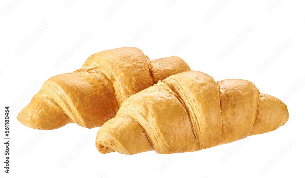 Two croissants on white background isolated on a white background.