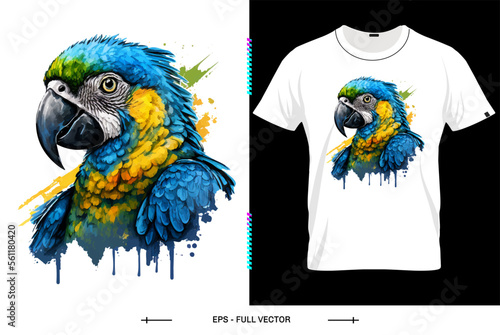 Blue Macaw Tropical parrots Bird Tshirt design,  stylish t-shirt and apparel trendy design bird