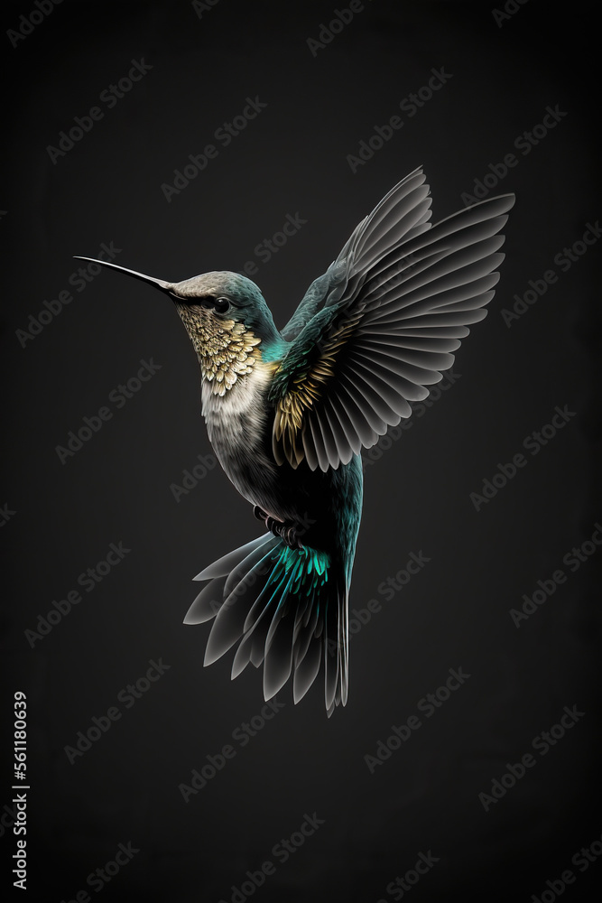 Obraz premium hummingbird, dark, colourful, AI