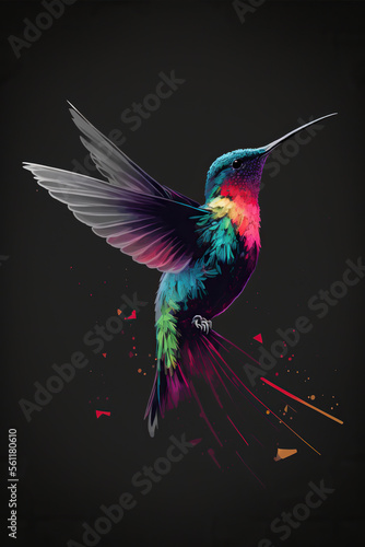 hummingbird  dark  colourful  AI