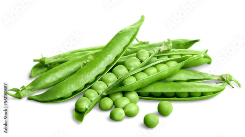 Fotografia Fresh appetizing pea with green leaf