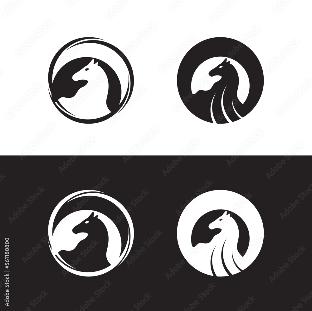 Circle horse animal vector logo design . icon logo . silhouette logo Circle horse animal vector logo design . icon logo . silhouette logo
