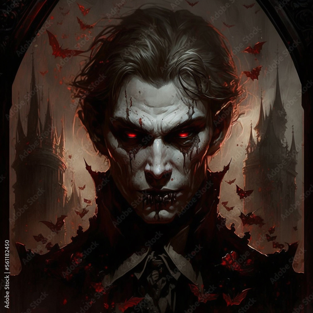 face of a vampire - obrazy, fototapety, plakaty 