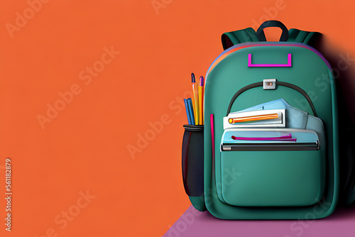 Obraz na płótnie back-to-school bag with supplies concept art Generative AI w salonie