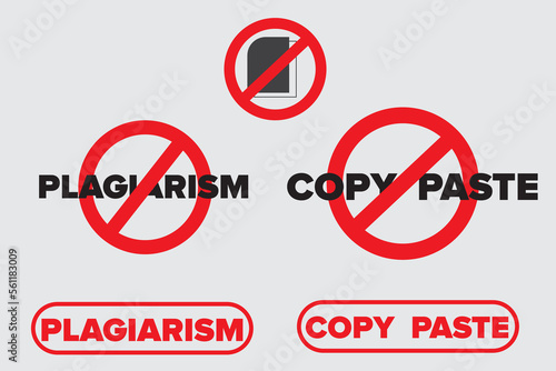 stop plagiarism ,copy and paste plagiarism, plagiarism element set vector .

 photo