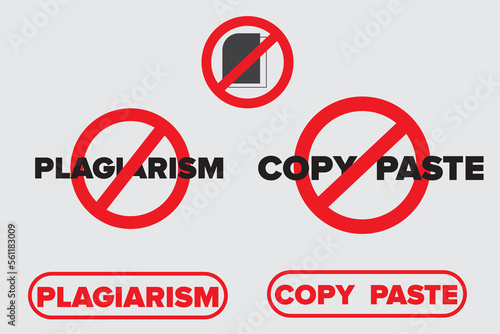 stop plagiarism ,copy and paste plagiarism, plagiarism element set vector .

