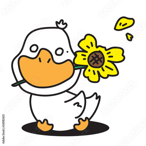 duck and sunflower cartoon