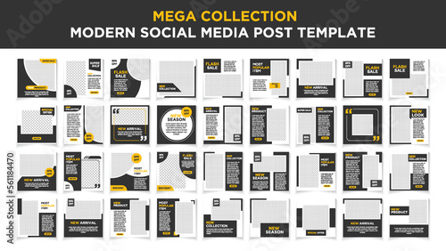 Mega collection social media post template set. Modern social media post bundle vector, Design editable template for social media posts