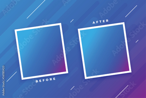 duel before and after photo frame blue background