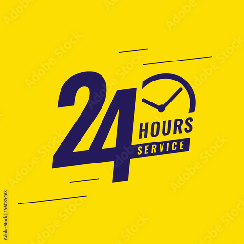 24 hours everyday service assistant background with clock sign