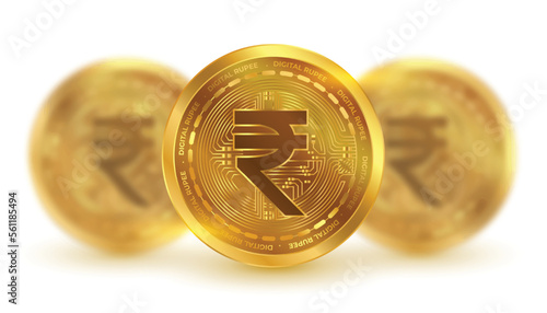 digital currency inr indian rupee coin background in blur style