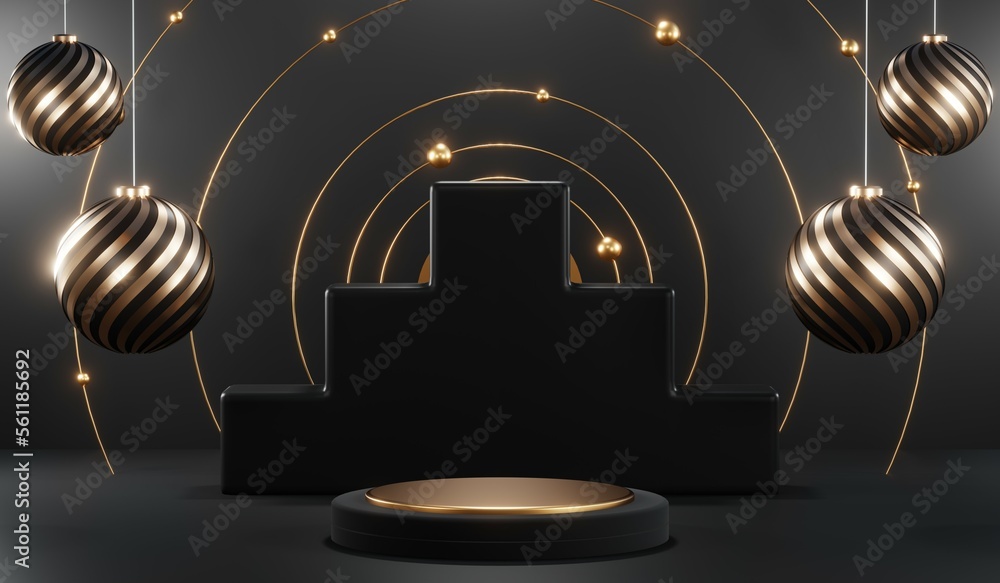 3D rendering of black podium background for black friday product on podium 3D rendering of black podium background for black friday product on podium