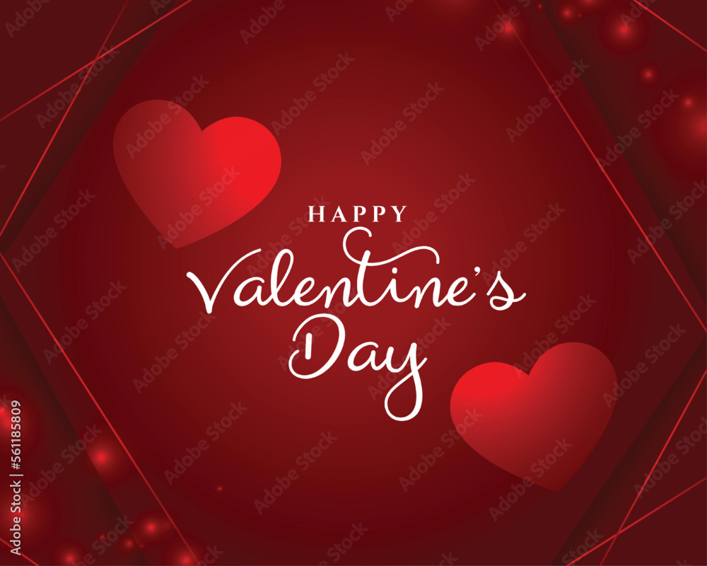 happy valentines day two romantic hearts red background