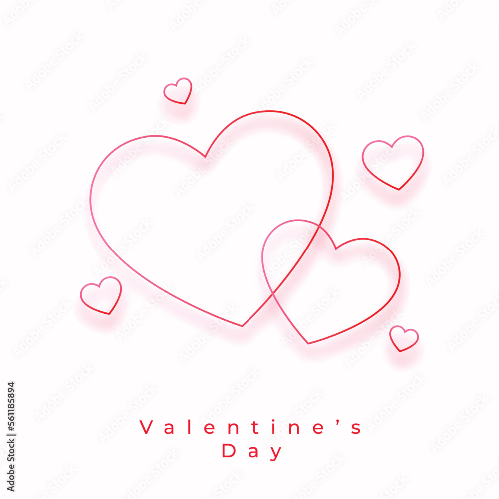 happy valentines day soft pink background with line style hearts