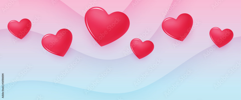 romantic hearts banner for valentines day social media posts