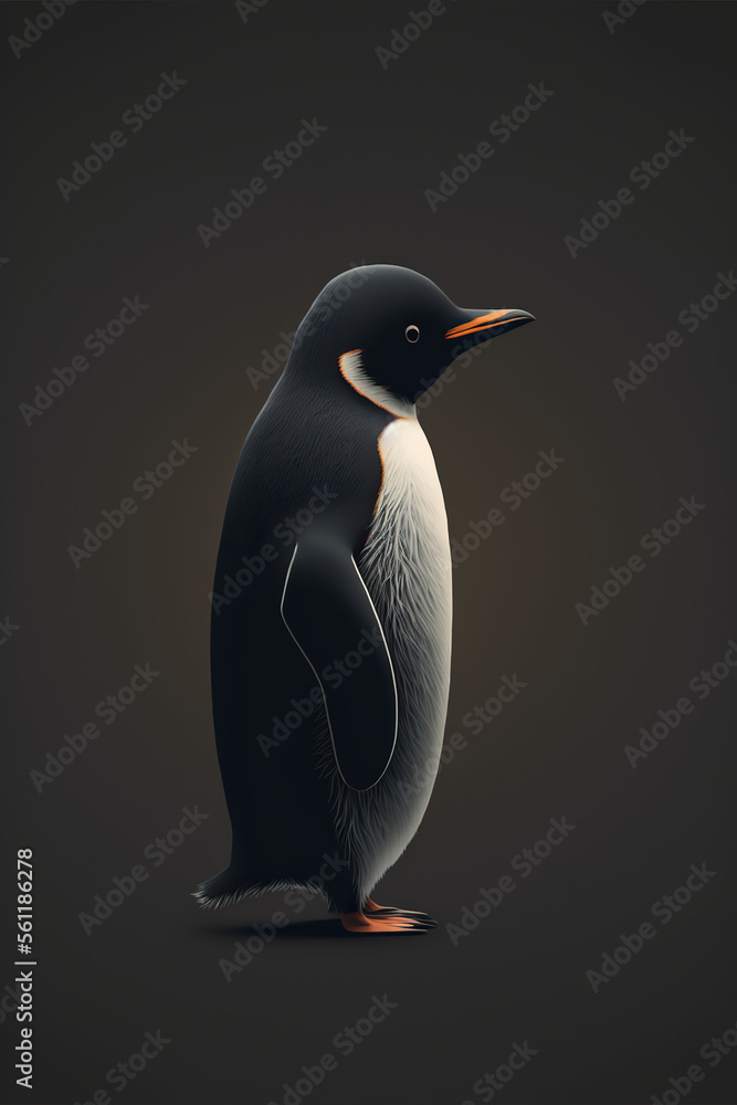 Fototapeta premium penguin, bird, dark, ai