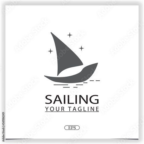 Simple Sailboat dhow boat ship on Sea Ocean  logo premium elegant template vector eps 10
