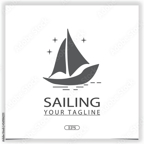 Simple Sailboat dhow boat ship on Sea Ocean  logo premium elegant template vector eps 10