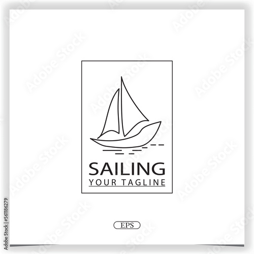 Simple Sailboat dhow boat ship on Sea Ocean  logo premium elegant template vector eps 10