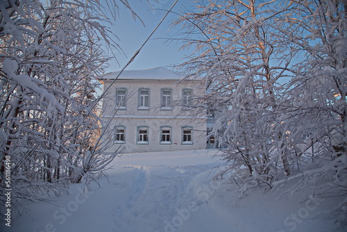 Winter views in the village of Krasnaya Gorka.