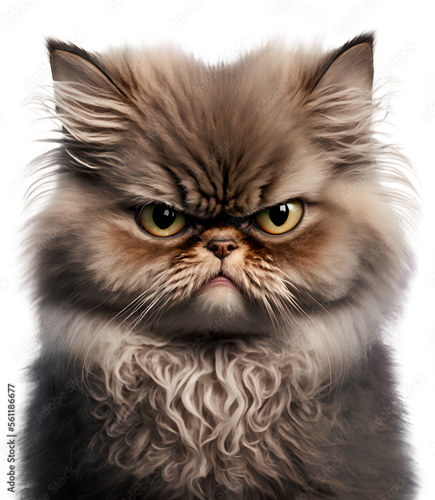 Cat being grumpy, illustration on transparent background