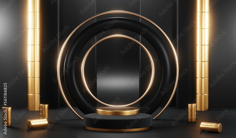 3D rendering of black podium background for black friday product on podium 3D rendering of black podium background for black friday product on podium