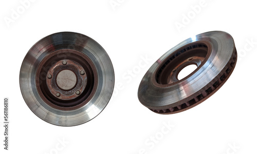 close up photo of car disc brake rotor, car front braking system with transparent background
