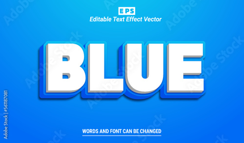 Blue 3d editable text effect vector template