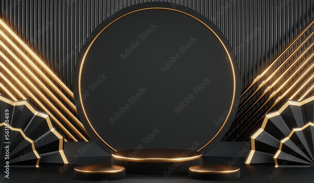 3D rendering of black podium background for black friday product on podium 3D rendering of black podium background for black friday product on podium