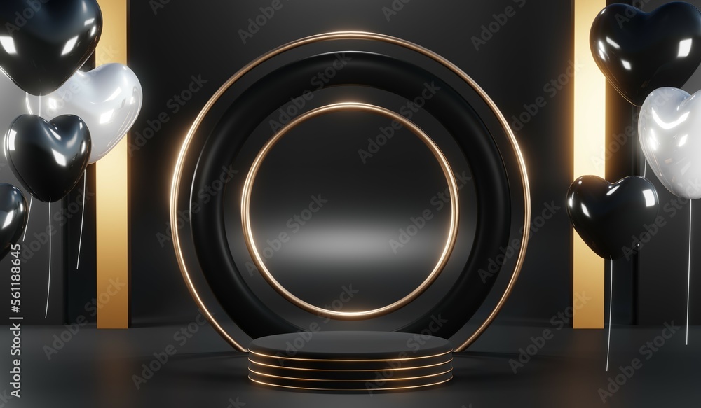 3D rendering of black podium background for black friday product on podium 3D rendering of black podium background for black friday product on podium