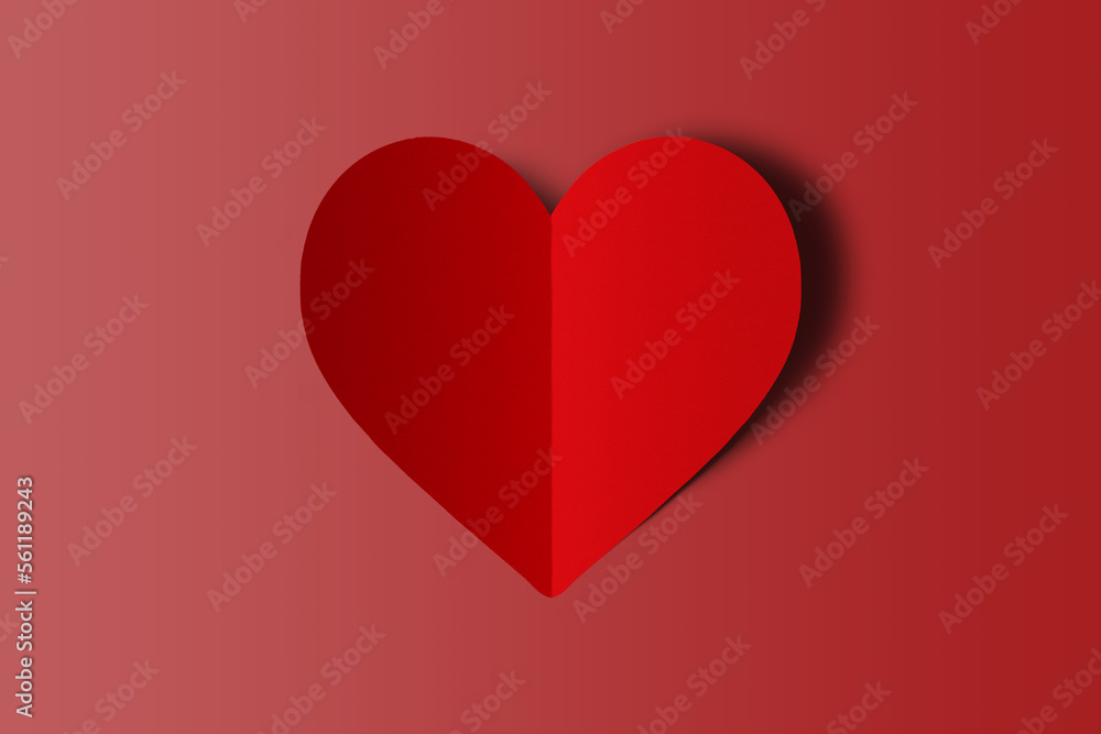 red paper cut heart shape valentines day festival.