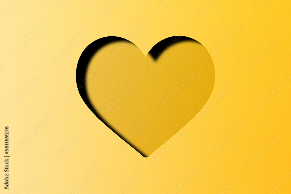yellow paper Cut into a heart shape, Valentine's Day festival