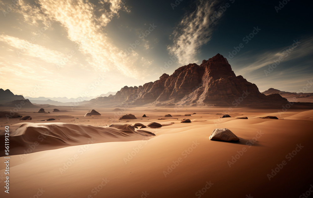 Mountain landscape in the desert. Created by Generative AI